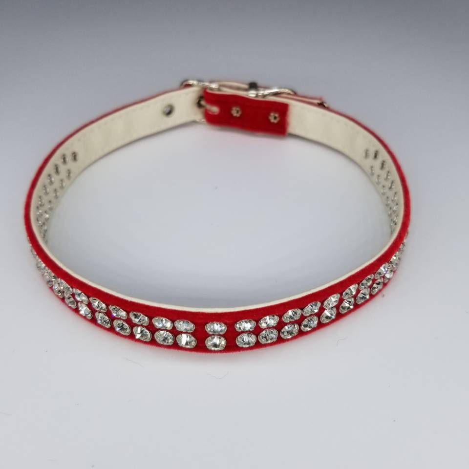 2-Row Velvet Rhinestone Collar